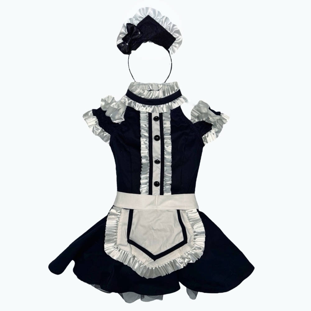 Weissman Showtime | Be Our Guest Black and White Ruffled Dance Costume, Size MC - Picture 3 of 6